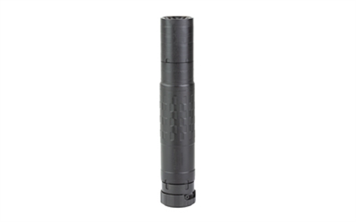 Picture of SilencerCo Hybrid 46M, Suppressor, 5.78-9.0" Length, 1.57" Diameter, Up to 458 SOCOM and 460 Weatherby Magnum, Black, Titanium, Inconel and 17-4 Stainless, Includes Charlie ASR Mount, Charlie .30 cal front cap, and Charlie .46 cal front cap SU5107