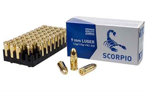 Picture of STV Technology Scorpio Ammo, 9MM, 115 Grain, Full Metal Jacket, 50 Round Box S9MM115F