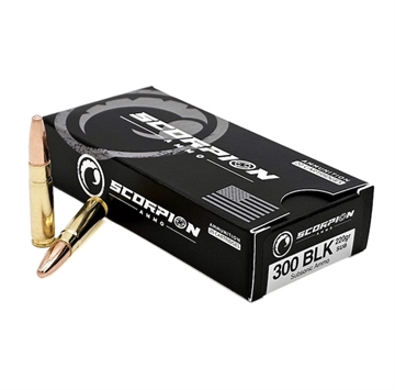 Picture of SCORPION AMO SUBSONIC 300 BLK 220GR FMJ 20RD BOX ( 20 BOXES PER CASE) SCOA300B220SUB20 300B220-SUB20