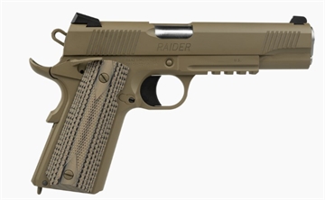 Picture of SDS Imports 1911 Raider Carry 9mm Luger 9+1 5" Stainless Steel Barrel, Flat Dark Earth Cerakote Serrated Slide, Steel Frame w/Beavertail & Picatinny Rail, Black/FDE Textured G10 Grips 10100549