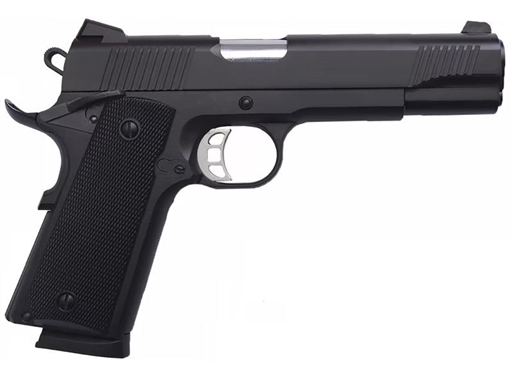 Picture of Tisas 1911 Duty 9mm Luger 9+1 5" Black Cold Hammer Forged Barrel, Serrated Steel Slide, Black Cerakote Steel Frame w/Beavertail. Black Overmolded Grips 10100530