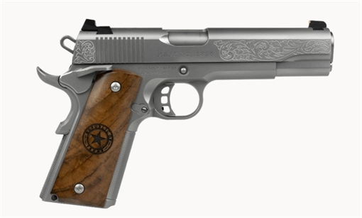 Picture of TISAS 1911 THE REPUBLIC OF TX HGA 45 AUTO 5IN BBL FS STAINLESS HAND ENGRAVED 7RD MAG ENH 1911 THE REPUBLIC OF TX 10100514