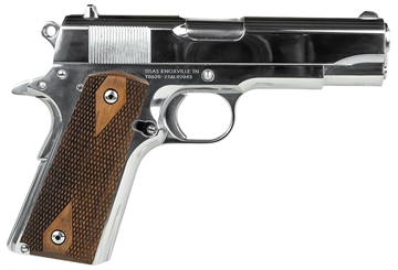 Picture of SDS Imports 1911A1 Desperado 38 Super/9mm Luger 9+1 4.25" Hard Chrome Plated Barrel, High Polished Chomium Coated Serrated Steel Slide & Frame w/Beavertail, Checkered Wood Grips 10100112