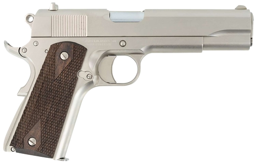 Picture of SDS Imports 1911 A1 Stakeout Full Size Frame 38 Super 9+1 5"Stainless Button-Rifled Barrel, Nickel Serrated Stainless Steel Slide, Nickel Steel Frame w/Beavertail, Turkish Walnut Grip 10100562