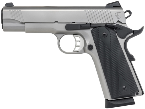Picture of TISAS 1911 CARRY SS45 HGA 45 AUTO 4.25IN BBL FS STAINLESS BLACK RUBBER GRIPS 7RD MAG ENH 1911 CARRY SS45 10100123