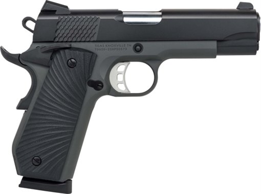 Picture of Tisas USA 1911 Carry, B9BA Stingray, Single Action Only, Semi-automatic, Metal Frame Pistol, Commander, 9mm, 4.25" Barrel, Aluminum Frame, Cerakote Finish, Black Slide, Gray Frame, Ed Brown Bobtail, G10 Grips, Novak Style 3-Dot Sights, Skeletonized Trigger, 10 Rounds, 2 Magazines 10100106