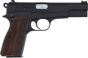 Picture of Inglis Manufacturing P-35, Single Action, Semi-automatic, Metal Frame Pistol, Full Size, 9MM, 4.7" Barrel, Chromate Finish, Black, Manual Safety, 15 Rounds, 2 Magazines, Fiber Optic Sights 12000009