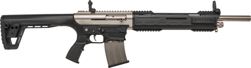 Picture of Tokarev Shotguns TAR 12MP, Semi-automatic Shotgun, 12 Gauge, 3" Chamber, 18.5" Chrome Lined Barrel, Tsunami Finish, Black and Silver, Front/Rear Flip-up Sights, Includes 3 Benelli Mobil Chokes - Full, Modified & Cylinder, 5 Rounds, 1 Magazines 21000102