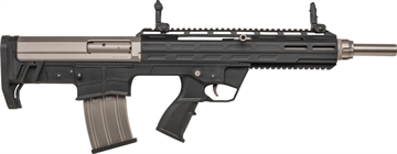 Picture of Tokarev Shotguns TBP 12M, Semi-automatic Shotgun, Bullpup, 12 Gauge, 3" Chamber, 18.5" Chrome Lined Barrel, Tsunami Finish, Black and Silver, Front/Rear Flip-up Sights, Includes 3 Benelli Mobil Chokes - Full, Modified & Cylinder, 5 Rounds, 1 Magazines 21000107