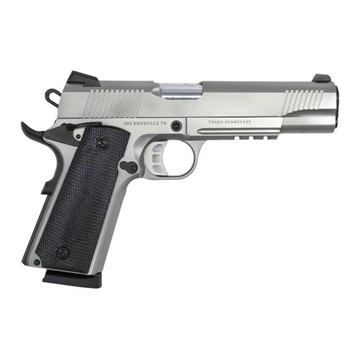 Picture of Tisas 1911 Duty 45 ACP 8+1 5" Black Steel Barrel, Stainless Serrated Slide, Satin Stainless Steel Frame w/Accessory Rail & Beavertail, Ambidextrous 10100533