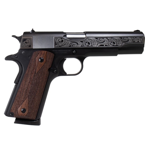 Picture of SDS Imports Tisas "Filigree Stainless Steel" 1911 A1 Service 45 Handgun .45 ACP 8rd Magazine 5" Barrel Black Cerakote 10100518 MODFGB