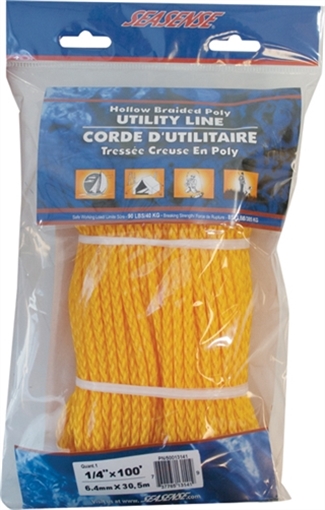 Picture of SEA SENSE HOLLOW BRAID ROPE 1/4"x100' YEL 50013141