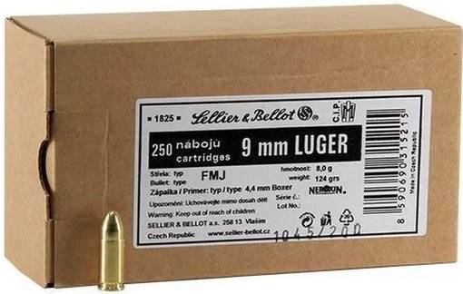 Picture of Sellier & Bellot 9mm Luger Handgun Ammo - 124 Grain SBV315204