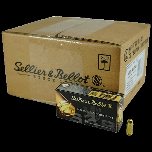 Picture of Sellier & Bellot Pistol & Revolver Ammo .380 ACP 92 gr FMJ 955fps 1000/ct Case (20 boxes 50/ct) SB380AC