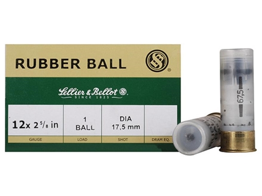 Picture of Sellier & Bellot Shotgun 12Gauge 2.75" 2 11/16oz 1 Rubber Ball Shot 25 Box/10 Case SB12RBA