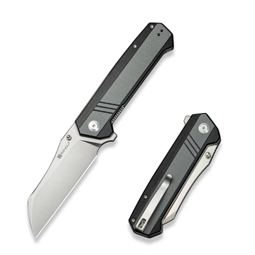 Picture of SENCUT Draxor Flipper/Thumb Stud Folding Knife 3.70"" Satin 9Cr18MoV Sheepsfoot Plain Edge Blade, Gray/Black G10 Handle S24035-3