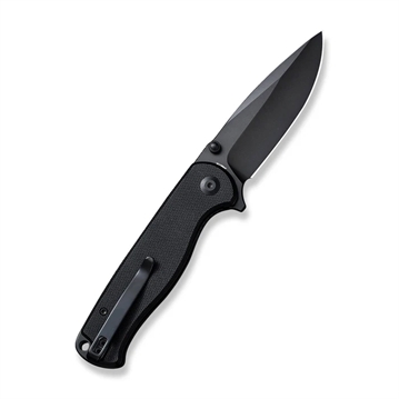 Picture of SENCUT Errant Flipper/Thumb Stud Folding Knife 3.45"" Black 9Cr18MoV Drop Point Plain Edge Blade, Black G10 Handle S23054B-1