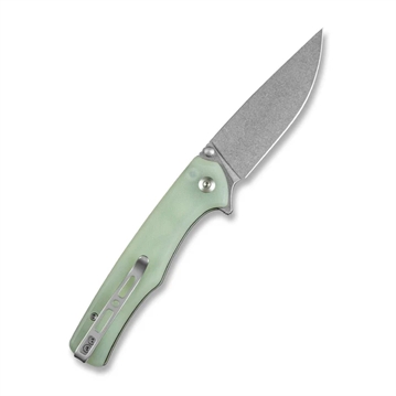 Picture of SENCUT Crowley Flipper/Thumb Stud Folding Knife 3.48"" Satin D2 Drop Point Plain Edge Blade, Natural G10 Handle S21012-1 S210121