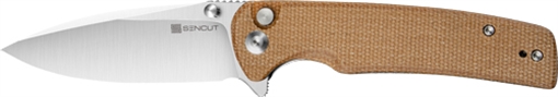 Picture of SENCUT KNIFE SACHSE 3.47" BROWN MICARTA/SATIN BTTN LOCK S210073