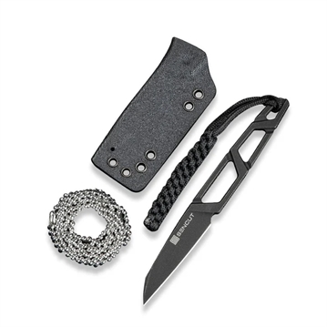 Picture of SENCUT TEXO Fixed Blade Neck Knife 1.97"" Black 9Cr18MoV Reverse Tanto Plain Edge Blade, Skeletonized Handle & Kydex Sheath    S23095-1