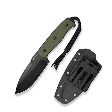 Picture of SENCUT Toxodon Fixed Blade Knife 4.57"" Black 9Cr18MoV Drop Point Plain Edge Blade, OD Green G10 Handle & Kydex Sheath S24036-2