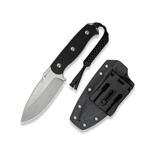 Picture of SENCUT Toxodon Fixed Blade Knife 4.57"" Satin 9Cr18MoV Drop Point Plain Edge Blade, Black G10 Handle & Kydex Sheath S24036-1