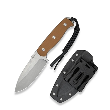 Picture of SENCUT Toxodon Fixed Blade Knife 4.57"" Satin 9Cr18MoV Drop Point Plain Edge Blade, Brown G10 Handle & Kydex Sheath S24036-3 724065713582