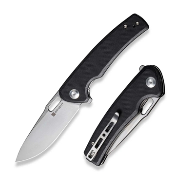 Picture of SENCUT Vesperon Flipper/Thumb Hole Folding Knife 3.35"" Satin 9Cr18MoV Drop Point Plain Edge Blade, Black G10 Handle    S20065-1