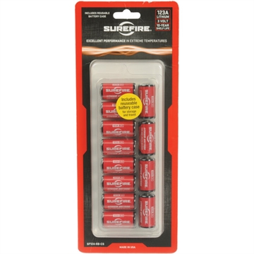 Picture of SureFire 123A Batteries Red/Black 3.0 Volts 1,550 mAh (12) Single Package Clamshell SF12ABBCS