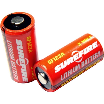 Picture of SureFire 123A Batteries Red/Black 3.0 Volts 1,500 mAh (2) Single Pack SF2CB