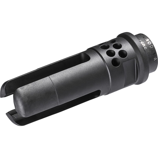 Picture of SureFire Warcomp QD Flash Hider 30 Cal (7.62mm) 5/8"-24 tpi, Open Tine 3-Prong, Ported Black Stainless Steel for AR/M4-Platform (SOCOM Suppressor Compatible) WARCOMP7625824