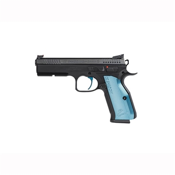Picture of CZ SHADOW 2 SA HGA 9MM 4.89IN BBL BLK FRAME BLUE GRIPS FO FRONT SGHT HAJO REAR SGHT 3/17RD MAGS 91245