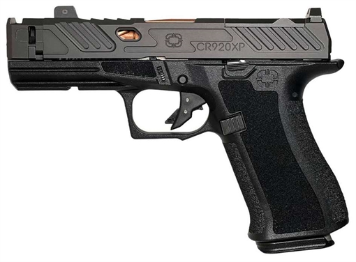 Picture of Shadow Systems CR920XP Elite, Striker Fired, Semi-automatic Pistol, 3.65" Bronze Spiral Compensated Barrel, Polymer Frame, Nitride Finish, Black, Front Tritium Sight, Trigger Safety, 15 Rounds, 2 Magazines, Includes Range Bag and Optics Kit SS-5211