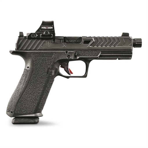 Picture of Shadow Systems DR920 War Poet Handgun 9mm Luger 10rd Magazines (2) 5" Threaded Barrel Black War Poet Slide Engraving with Night Sights and Holosun 507C SS-2076