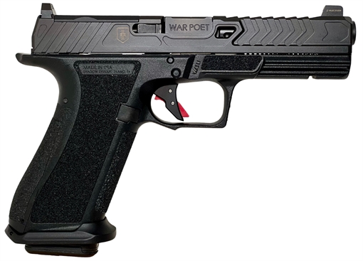 Picture of Shadow Systems MR920 War Poet Edition, Semi-automatic, Polymer Frame Pistol, Compact, 9MM, 4.5" Spiral Threaded Barrel, Nitride Finish, Black, Trigger Safety, Front Tritium Night Sight, 15 Rounds, 2 Magazines, Includes (3) Backstraps, Backstrap Tool and Attache Case SS-1075