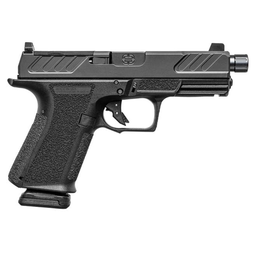 Picture of Shadow Systems MR920, Foundation, Striker Fired, Semi-automatic, Polymer Frame Pistol, Compact, 4.5" Threaded Barrel, Nitride Finish, Black, Green Tritium Front Sight, Black Serrated Rear Sight, Optics Ready Slide, 15 Rounds, 2 Magazines, Includes (3) Backstraps and Optics Kit SS-1310-1D