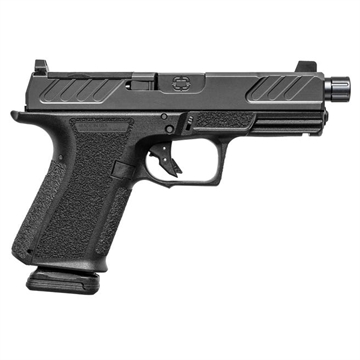 Picture of Shadow Systems MR920, Foundation, Striker Fired, Semi-automatic, Polymer Frame Pistol, Compact, 4.5" Threaded Barrel, Nitride Finish, Black, Green Tritium Front Sight, Black Serrated Rear Sight, Optics Ready Slide, 15 Rounds, 2 Magazines, Includes (3) Backstraps and Optics Kit SS-1310-1D