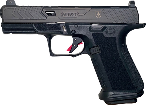 Picture of Shadow Systems MR920 War Poet Edition, Semi-automatic, Polymer Frame Pistol, Compact, 9MM, 4" Spiral Fluted Barrel, Nitride Finish, Black, Trigger Safety, Front Tritium Night Sight, 15 Rounds, 2 Magazines, Includes (3) Backstraps, Backstrap Tool SS-1089