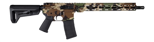 Picture of Shark Coast Tactical 300-257-1000-54CC Woodland Camo  5.56 NATO 10+1 16" Black Nitride Barrel, M-81 Woodland Camo Hydro-Dip Aluminum Receiver w/Picatinny Rail, M-LOK Handguard, Black Polymer Stock & G