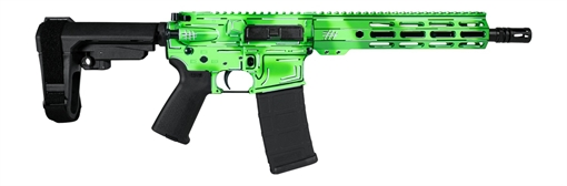 Picture of Shark Coast Tactical SCC06247AGRN-P Anime-15 Green 5.56 NATO 30+1 10.50" Black Nitride Threaded Barrel, Green Cerakote Aluminum Receiver w/Picatinny Rail, M-LOK Handguard, Black Polymer SB Tactical SB