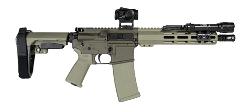 Picture of Shark Coast Tactical SCC06803KG300-P Knoll Grass Bundle 300 Blackout 30+1 10" Threaded Barrel, 2-Tone Green Cerakote Aluminum Receiver w/Picatinny Rail, M-LOK Handguard, OD Green Polymer Brace & Grip,