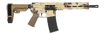Picture of Shark Coast Tactical SCC07145CHCHIP-P Chocolate Chip  5.56 NATO 30+1 10.50" Black Nitride Threaded Barrel, Aluminum Receiver w/Picatinny Rail, M-LOK Handguard, Polymer SB Tactical SBA3 Brace, Polymer