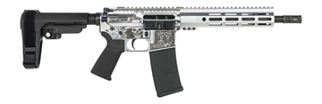 Picture of Shark Coast Tactical SCC07374DOD-P Day of the Dead  5.56 NATO 30+1 10.50" Black Nitride Threaded Barrel, Aluminum Laser Engraved Receiver w/Picatinny Rail, M-LOK Handguard, Polymer SB Tactical SBA3 Br
