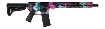 Picture of Shark Coast Tactical SCC101938DISB Anime-15  5.56 NATO 30+1 16" Black Nitride Threaded Barrel, Disco Cerakote Aluminum Receiver w/Picatinny Rail, M-LOK Handguard, Magpul Collapsible Black Polymer Stoc