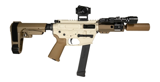 Picture of Shark Coast Tactical SCC8219CNAPP-S Creepy Nappstirr 9mm Luger 30+1 Aluminum Receiver Picatinny Rail Receiver Polymer SB Tactical SBA3 Brace