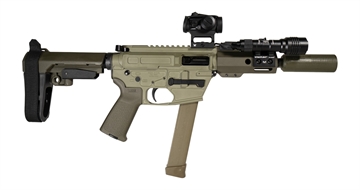 Picture of Shark Coast Tactical SCC8226CKNOLL-S Creepy Knoll 9mm Luger 30+1 Aluminum Receiver Picatinny Rail Receiver Polymer SB Tactical SBA3 Brace