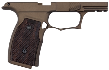 Picture of Sharps Bros. Grip Module, Fits Sig P365X/XL, Matte Finish, Flat Dark Earth with Wenge Wood Grip Panels, G2 Model Includes Steel Lug Insert SBGM04-G2