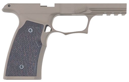 Picture of Sharps Bros. Grip Module, Fits Sig P365 X-Macro, Matte Finish, Flat Dark Earth with Wenge Wood Grip Panels, G2 Model Includes Steel Lug Insert SBGM06-G2