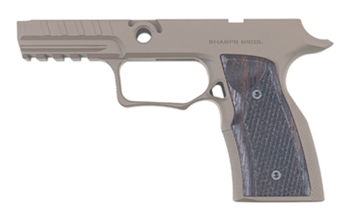 Picture of Sharps Bros. Grip Module, Fits Sig P320 with Safety, Matte Finish, Flat Dark Earth with Wenge Wood Grip Panels SBGM12