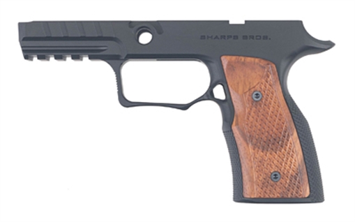 Picture of Sharps Bros. Grip Module, Fits Sig P320 with Safety, Anodized Finish, Black, Inlcudes Brazilian Cherry Grip Panels SGBM11